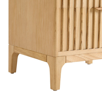 DUS-GOL-03194 Grade-B Dusk Elena Ash 2 Drawer Bedside Table - Light Wood RRP £139