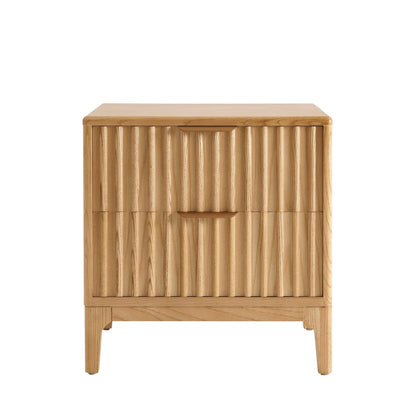 DUS-CC2-04345 Grade-C1 Dusk Elena Ash 2 Drawer Bedside Table - Light Wood RRP £139.00