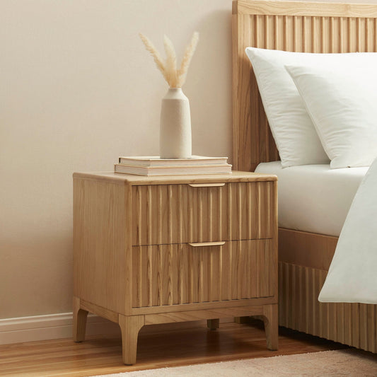 DUS-CC2-02896 Grade-B Dusk Elena Ash 2 Drawer Bedside Table - Light Wood RRP £139.00