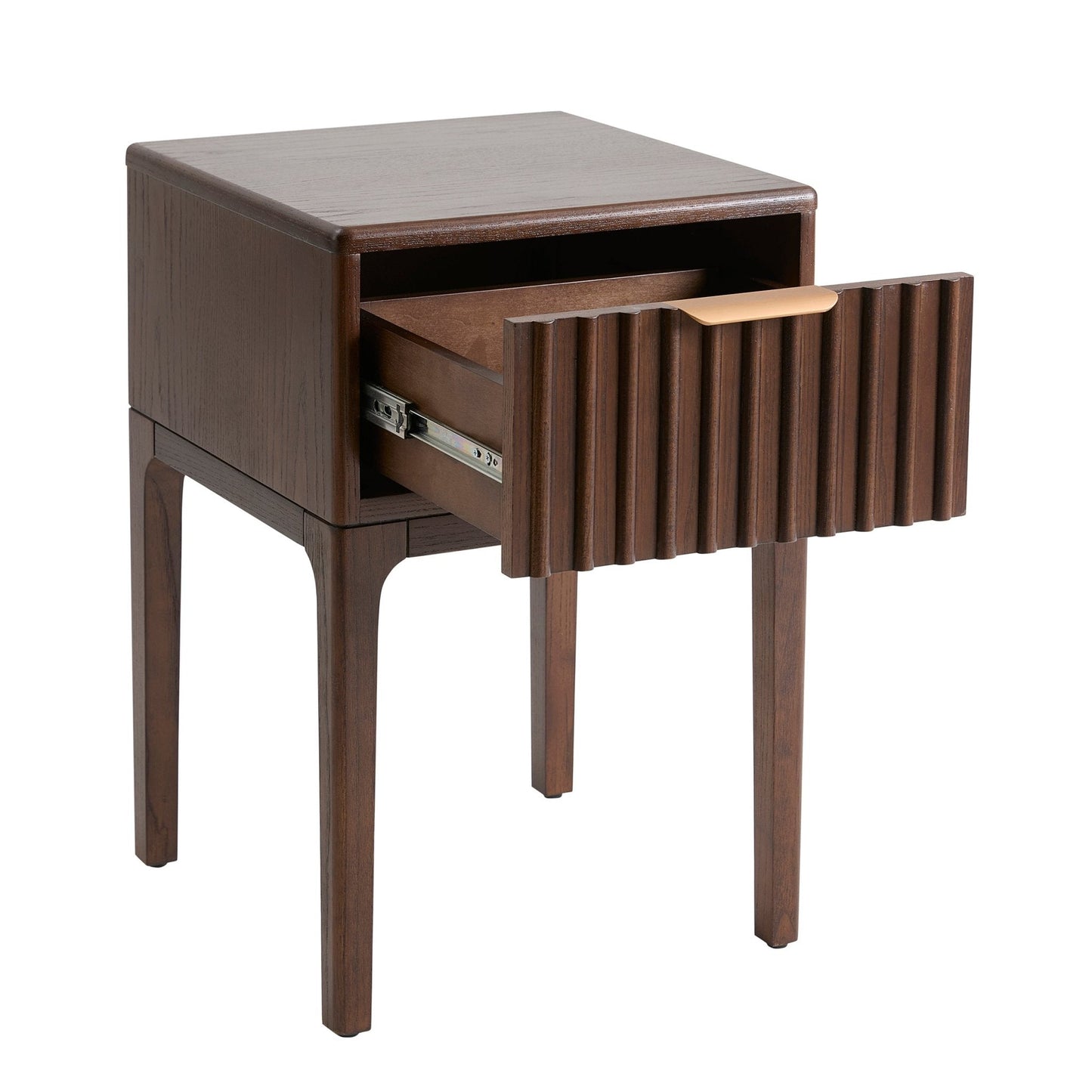 DUS-GOL-07433 Grade-B Dusk Elena Ash 1 Drawer Nightstand - Walnut RRP £129
