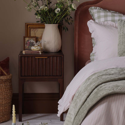 DUS-GOL-07433 Grade-B Dusk Elena Ash 1 Drawer Nightstand - Walnut RRP £129