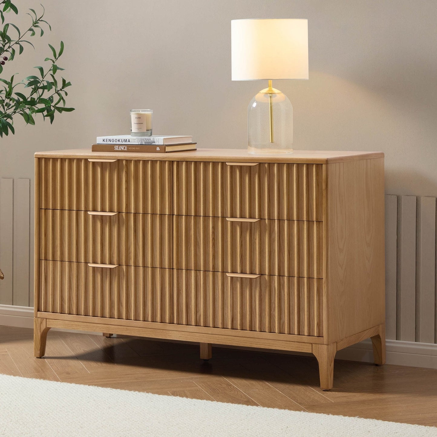DUS-CC2-04023 Grade-B Dusk Elena Ash 6 Drawer Chest - Light Wood RRP £319.00