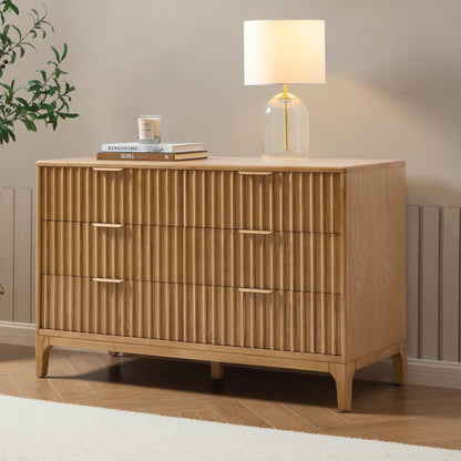 DUS-CC2-04023 Grade-B Dusk Elena Ash 6 Drawer Chest - Light Wood RRP £319.00
