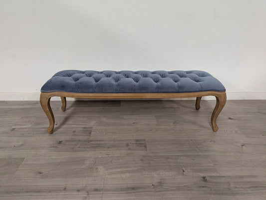 DRE-FUR-00177 Grade-B Dreams Dreams Sienna Beau Bench Blue velvet RRP £499 RRP £499.00