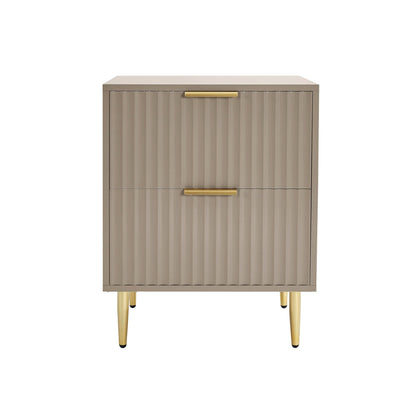 DUS-GOL-05235 Grade-B Dusk Evie 2 Drawer Bedside Table - Taupe RRP £143