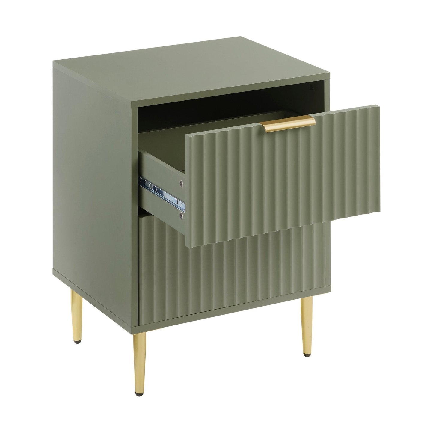 DUS-GOL-02911 Grade-B Dusk Evie 2 Drawer Bedside Table - Vetiver RRP £79