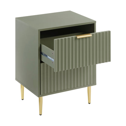 DUS-GOL-02911 Grade-B Dusk Evie 2 Drawer Bedside Table - Vetiver RRP £79