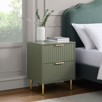 DUS-GOL-02911 Grade-B Dusk Evie 2 Drawer Bedside Table - Vetiver RRP £79