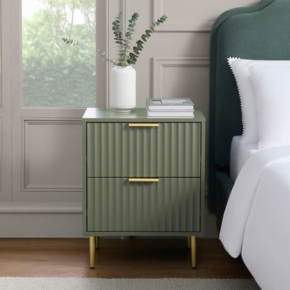 DUS-GOL-02911 Grade-B Dusk Evie 2 Drawer Bedside Table - Vetiver RRP £79