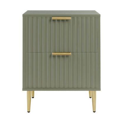 DUS-GOL-02911 Grade-B Dusk Evie 2 Drawer Bedside Table - Vetiver RRP £79