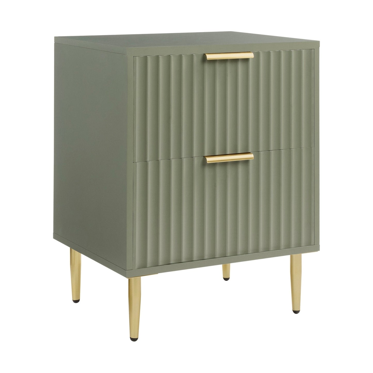 DUS-GOL-02911 Grade-B Dusk Evie 2 Drawer Bedside Table - Vetiver RRP £79