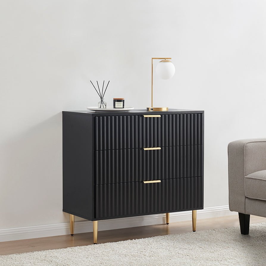 DUS-GOL-02459 Grade-B Dusk Evie 3 Drawer Chest - Black RRP £143