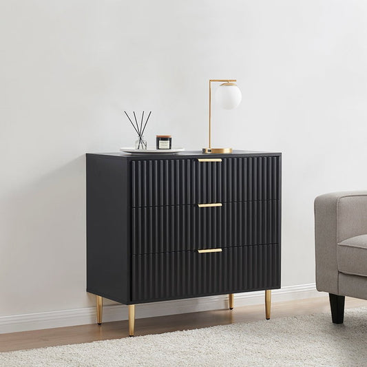 DUS-GOL-02459 Grade-B Dusk Evie 3 Drawer Chest - Black RRP £143