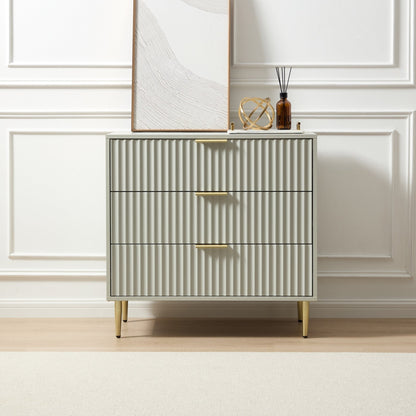DUS-GOL-11471 Grade-B Dusk Evie 3 Drawer Chest - Sage Green RRP £179
