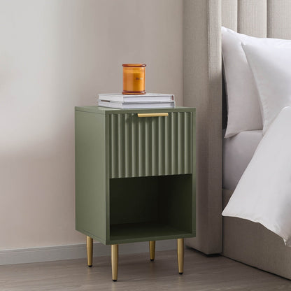 DUS-GOL-06142 Grade-B Dusk Evie 1 Drawer Nightstand - Vetiver RRP £89
