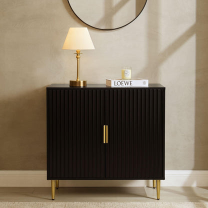 DUS-CC2-05092 Grade-B Dusk Evie Black & Gold Effect 2 Door Sideboard RRP £209.00