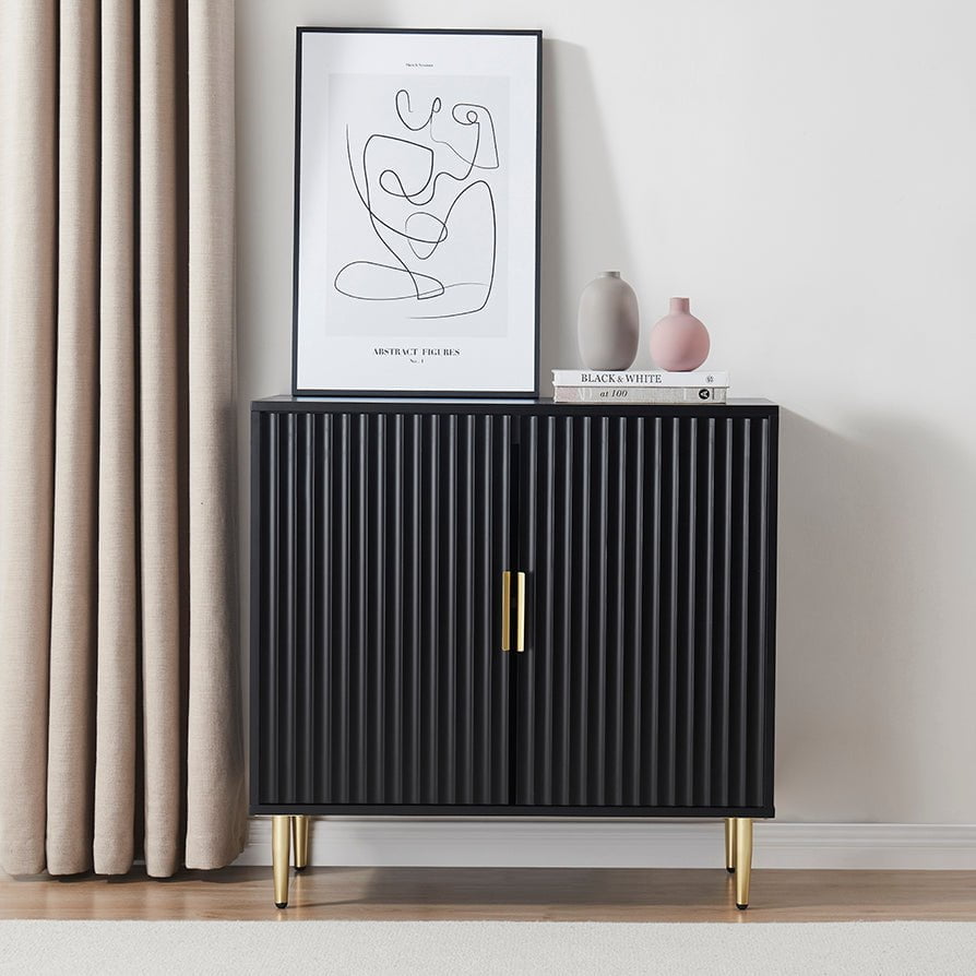 DUS-CC2-05092 Grade-B Dusk Evie Black & Gold Effect 2 Door Sideboard RRP £209.00