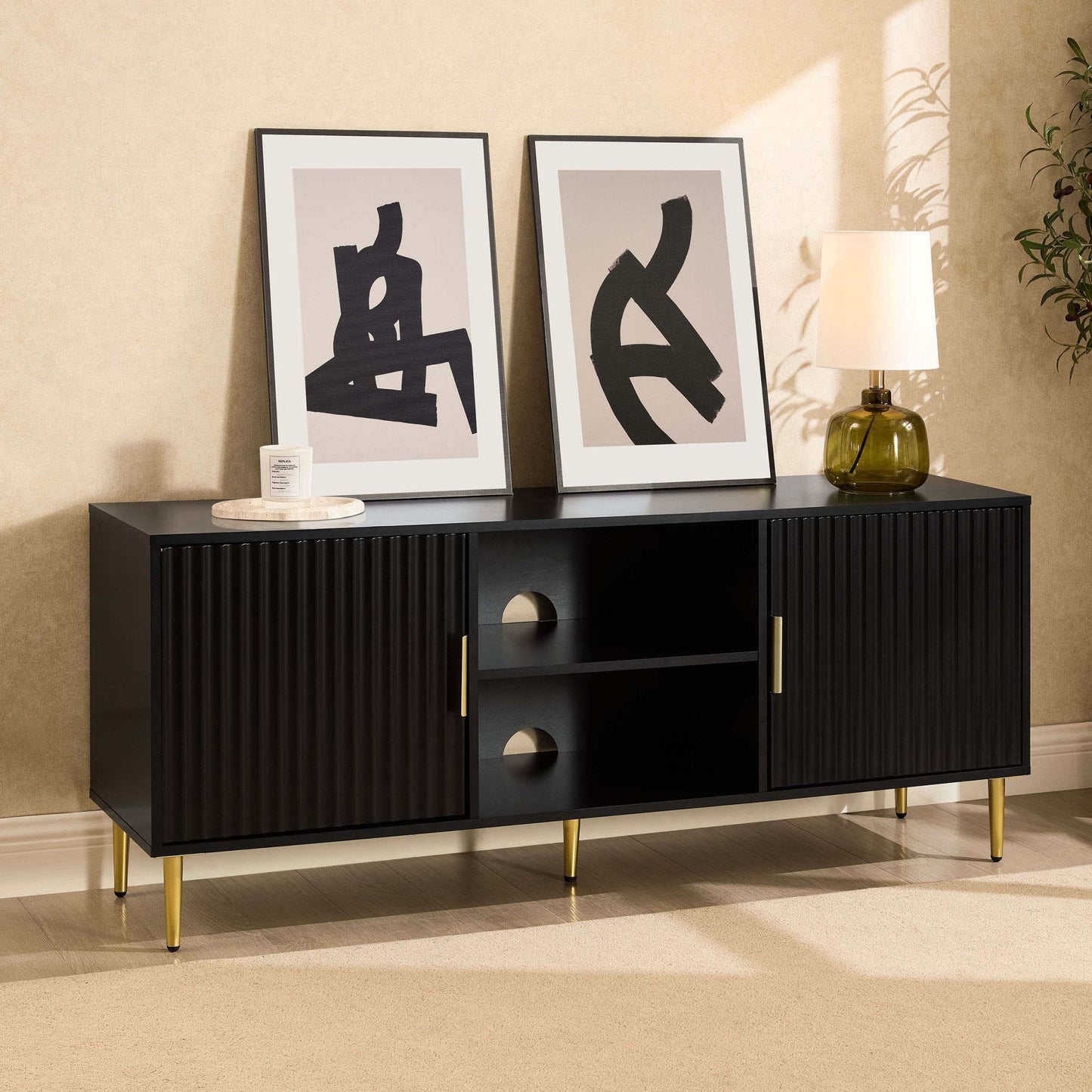 DUS-GOL-03397 Grade-B Dusk Evie TV Unit - Black RRP £143