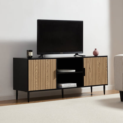 DUS-GOL-00665 Grade-B Dusk Evie TV Unit - Black/Wood Effect RRP £169