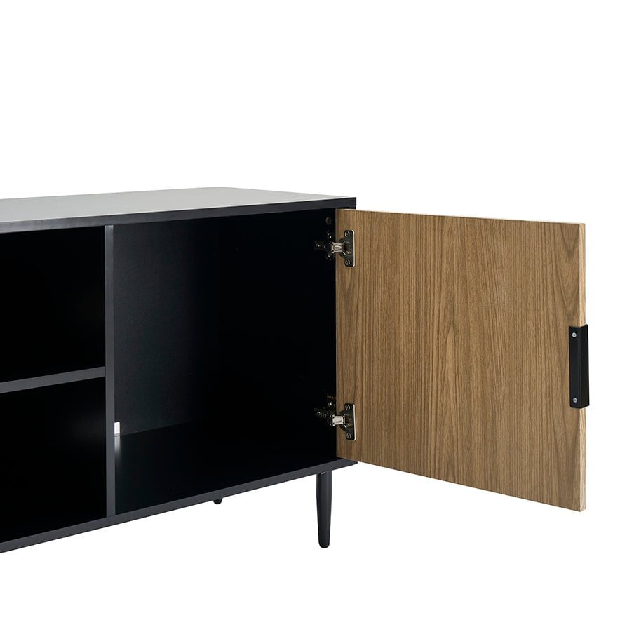 DUS-GOL-00665 Grade-B Dusk Evie TV Unit - Black/Wood Effect RRP £169