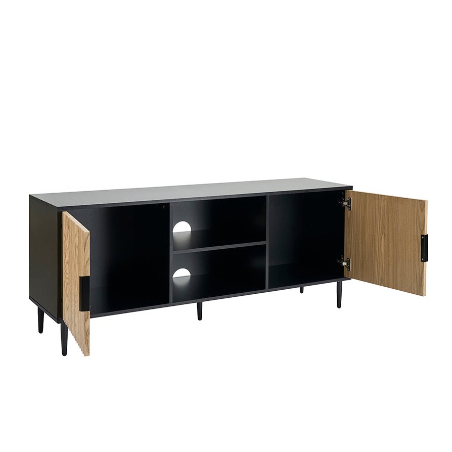 DUS-GOL-00665 Grade-B Dusk Evie TV Unit - Black/Wood Effect RRP £169