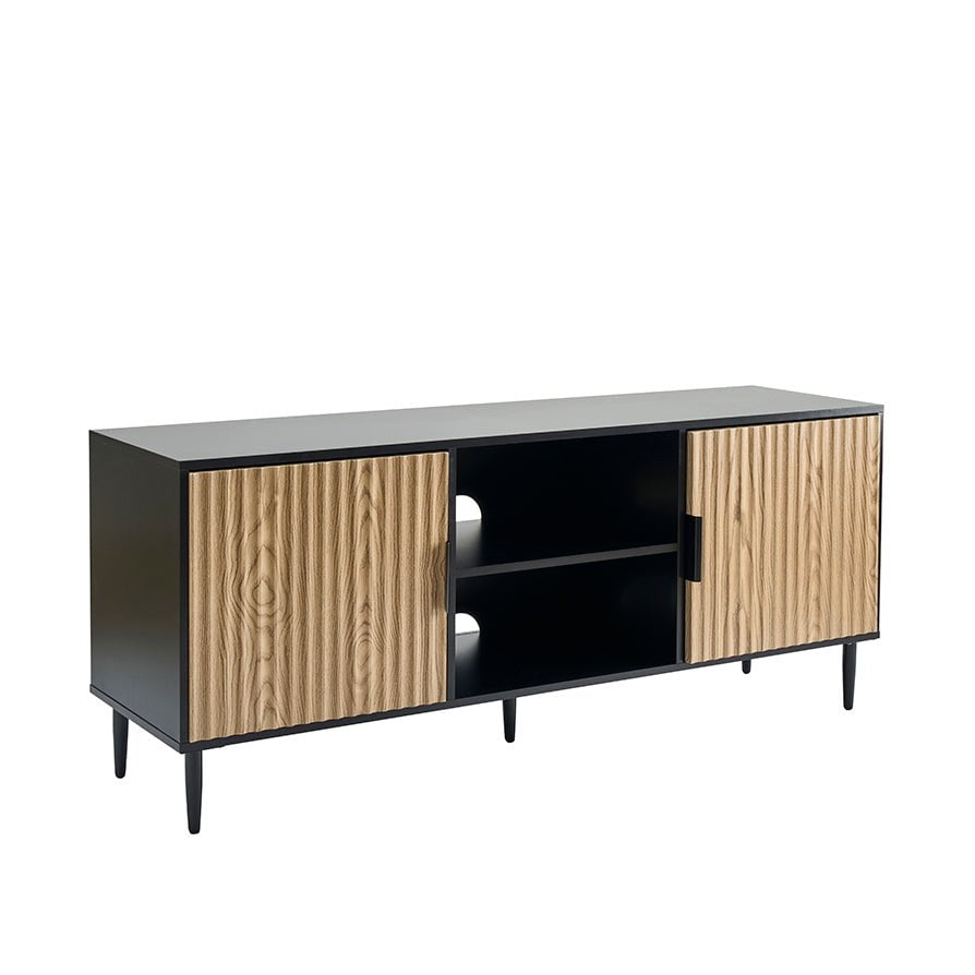 DUS-GOL-00665 Grade-B Dusk Evie TV Unit - Black/Wood Effect RRP £169
