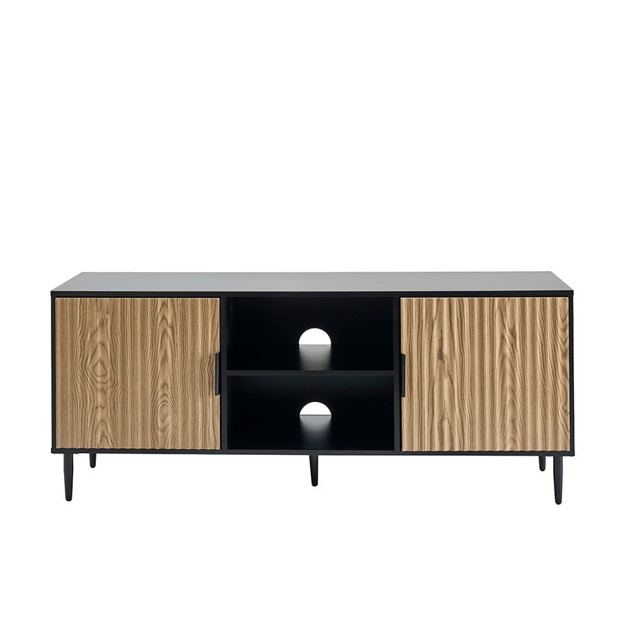 DUS-GOL-00665 Grade-B Dusk Evie TV Unit - Black/Wood Effect RRP £169