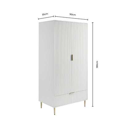 DUS-CC2-03876 Grade-B Dusk Evie 2 Door Wardrobe with Drawers - Taupe RRP £319.00