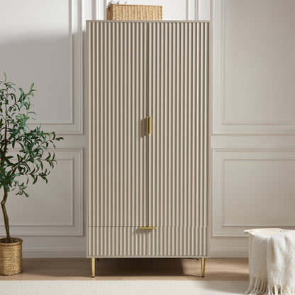 DUS-CC2-03876 Grade-B Dusk Evie 2 Door Wardrobe with Drawers - Taupe RRP £319.00