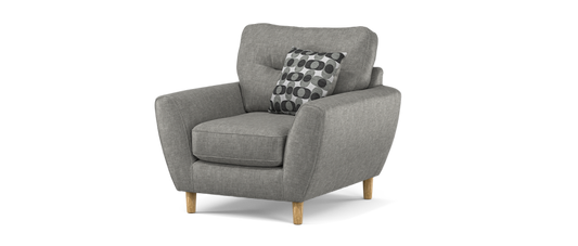 SOF-CHA-00626 Grade-C2 Sofology Hetty Chair Linoso Silver/Graphite Mix Armchair Nfo,Ft Dark Wood RRP £303
