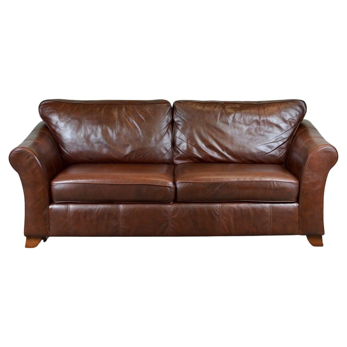 MAS-APM-06253 Grade-BER-DOA Marks & Spencer Abbey Highback Large 3 Seater Sofa in Brown Leather RRP £1249