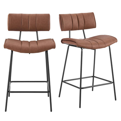 DUS-GOL-05692 Grade-B Dusk Fearne Set of 2 Barstools - Faux Leather Tan RRP £159