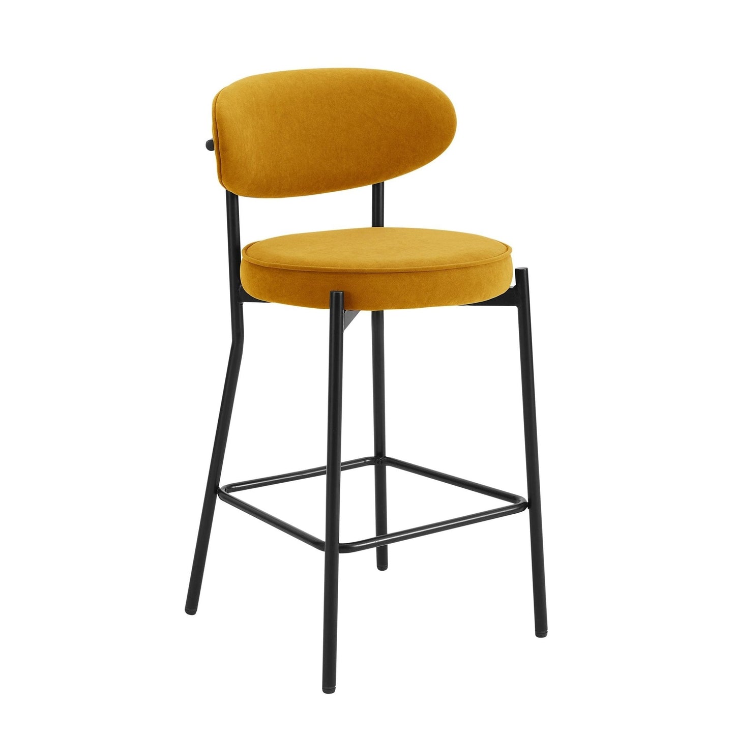 DUS-APM-35634 Grade-B Dusk Mia Set of 2 Barstools - Matte Velvet - Mustard RRP £189