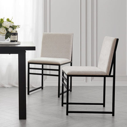 DUS-APM-60093 Grade-B Dusk Rae 2 Dining Chairs - Chenille -Natural RRP £249