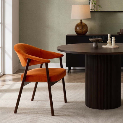 DUS-GOL-06986 Grade-B Dusk Frankie Dining Chair - Orange/Walnut RRP £129