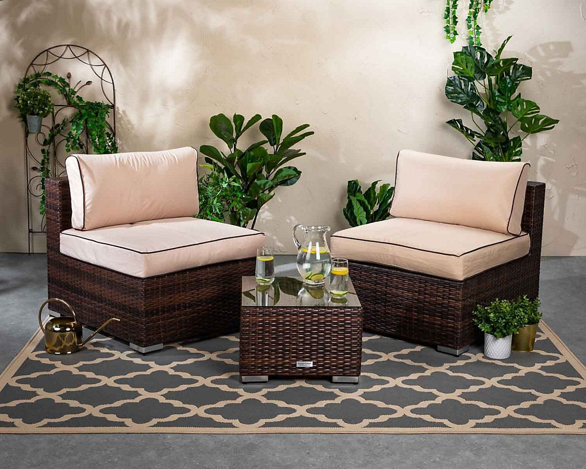 Grade-A Rattan Direct Florida Chocolate & Cream 3 Piece Garden Bistro Set RRP £399