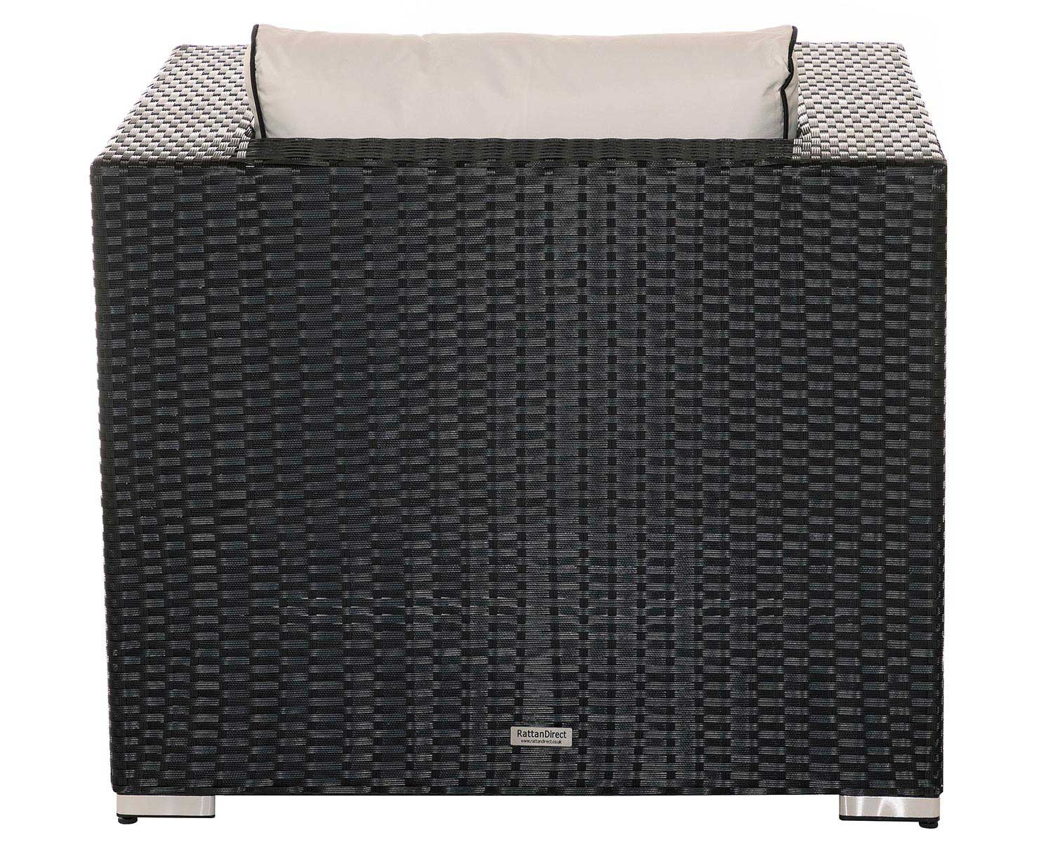 Grade-A Rattan Direct Ascot Black & Vanilla Outdoor Garden Armchair RRP £249