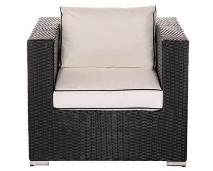 Grade-A Rattan Direct Ascot Black & Vanilla Outdoor Garden Armchair RRP £249