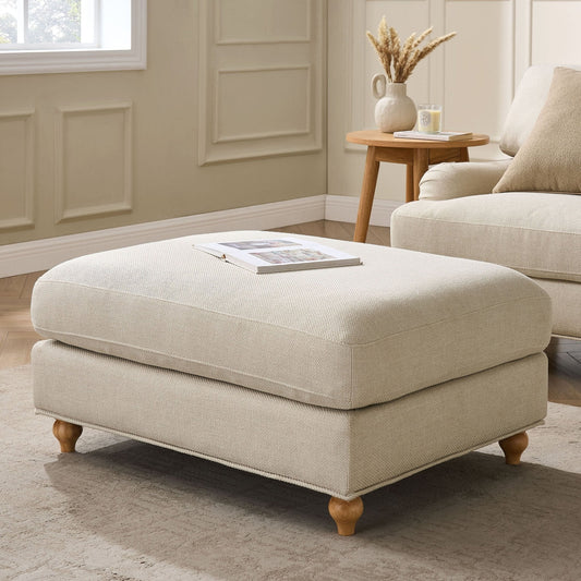 CCG-STO-00474 Grade-B Dusk Hampshire Traditional Pouffe - Textured Weave - Beige RRP £199.00