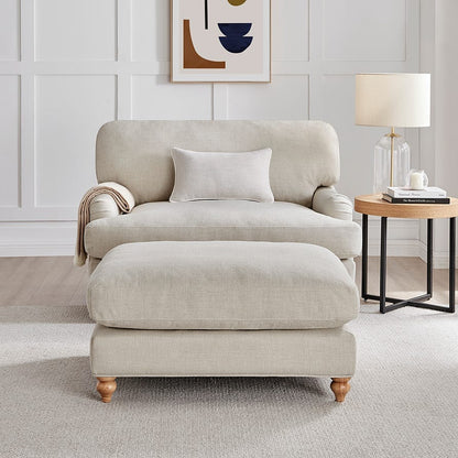 CCG-STO-00474 Grade-B Dusk Hampshire Traditional Pouffe - Textured Weave - Beige RRP £199.00
