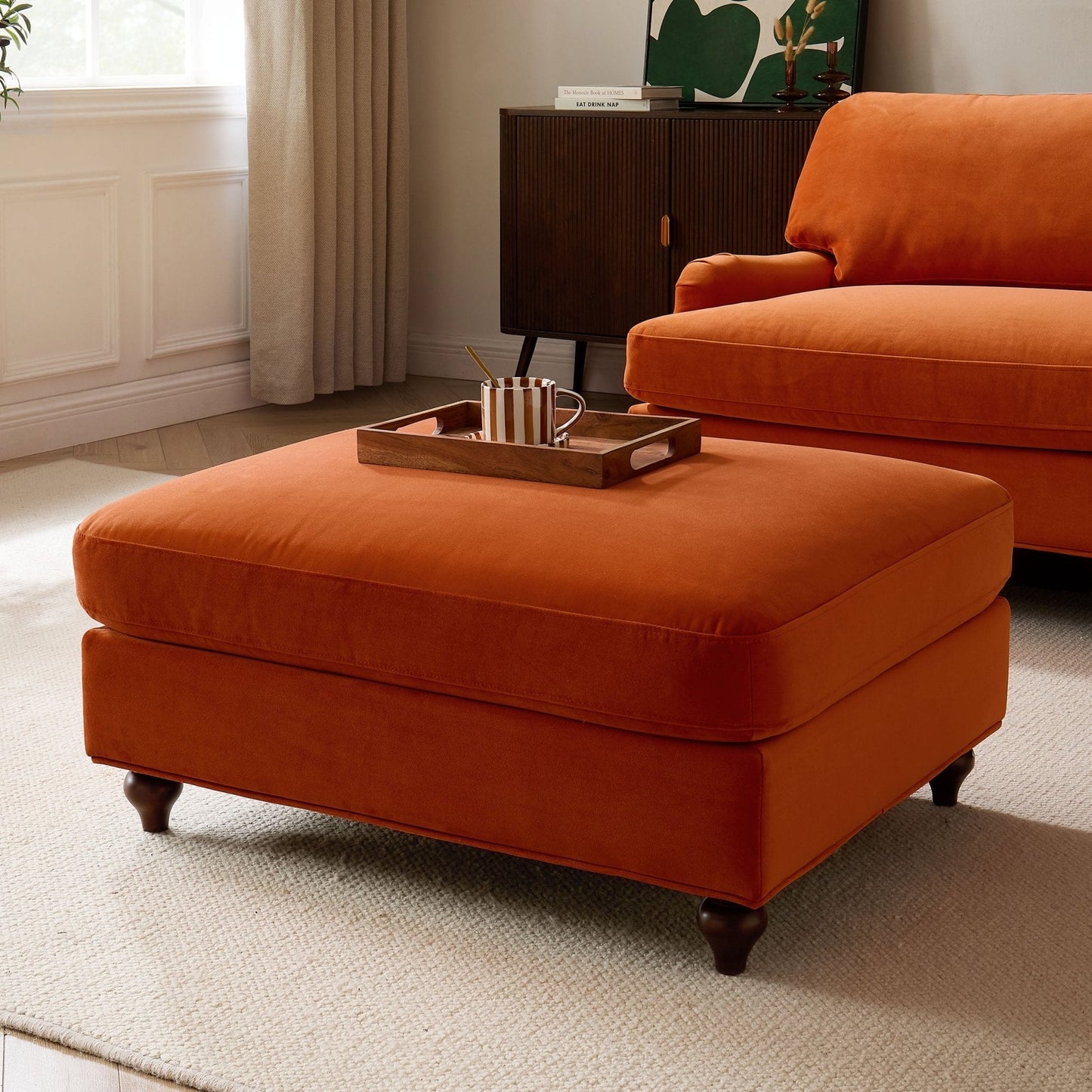 DUS-CC2-02704 Grade-B Dusk Hampshire Pouffe - Bright Orange RRP £199.00