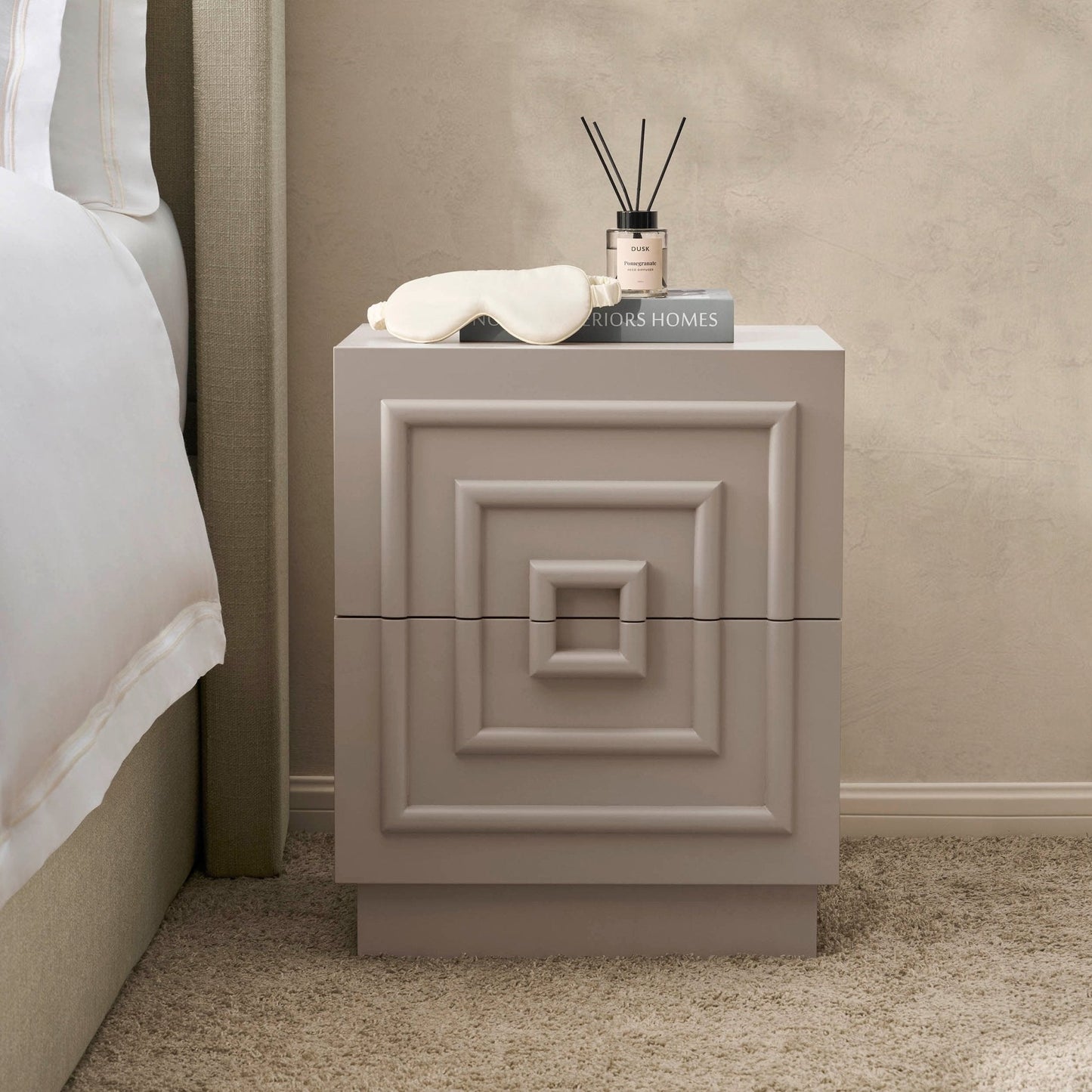 DUS-CC2-04163 Grade-B Dusk Pair of Harlow 2 Drawer Bedside Table - Taupe
 (set of 2) RRP £258.00
