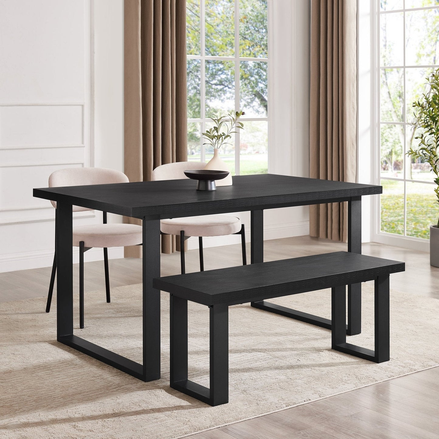 DUS-CC2-04770 Grade-B Dusk Harper 4-6 Seater Dining Table - Black RRP £229.00