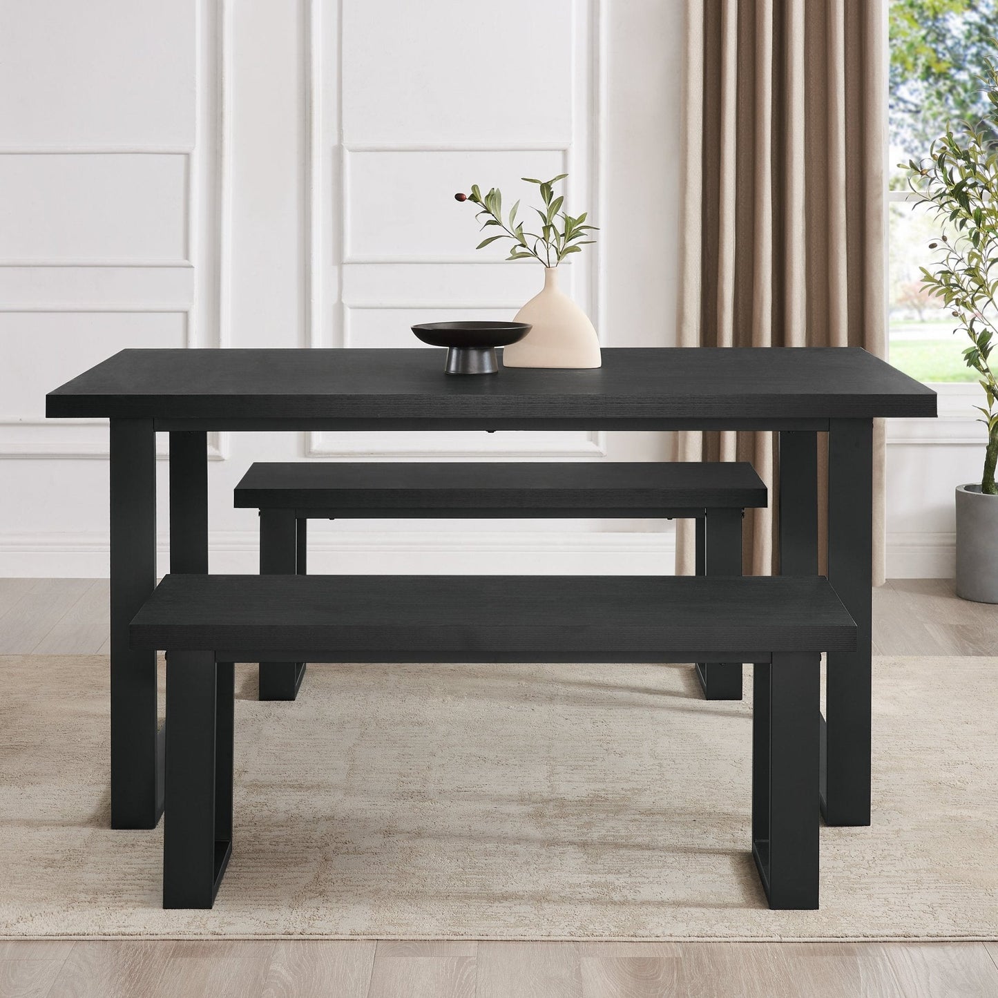 DUS-CC2-04770 Grade-B Dusk Harper 4-6 Seater Dining Table - Black RRP £229.00