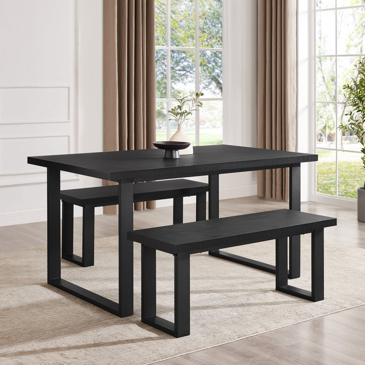 DUS-CC2-04770 Grade-B Dusk Harper 4-6 Seater Dining Table - Black RRP £229.00