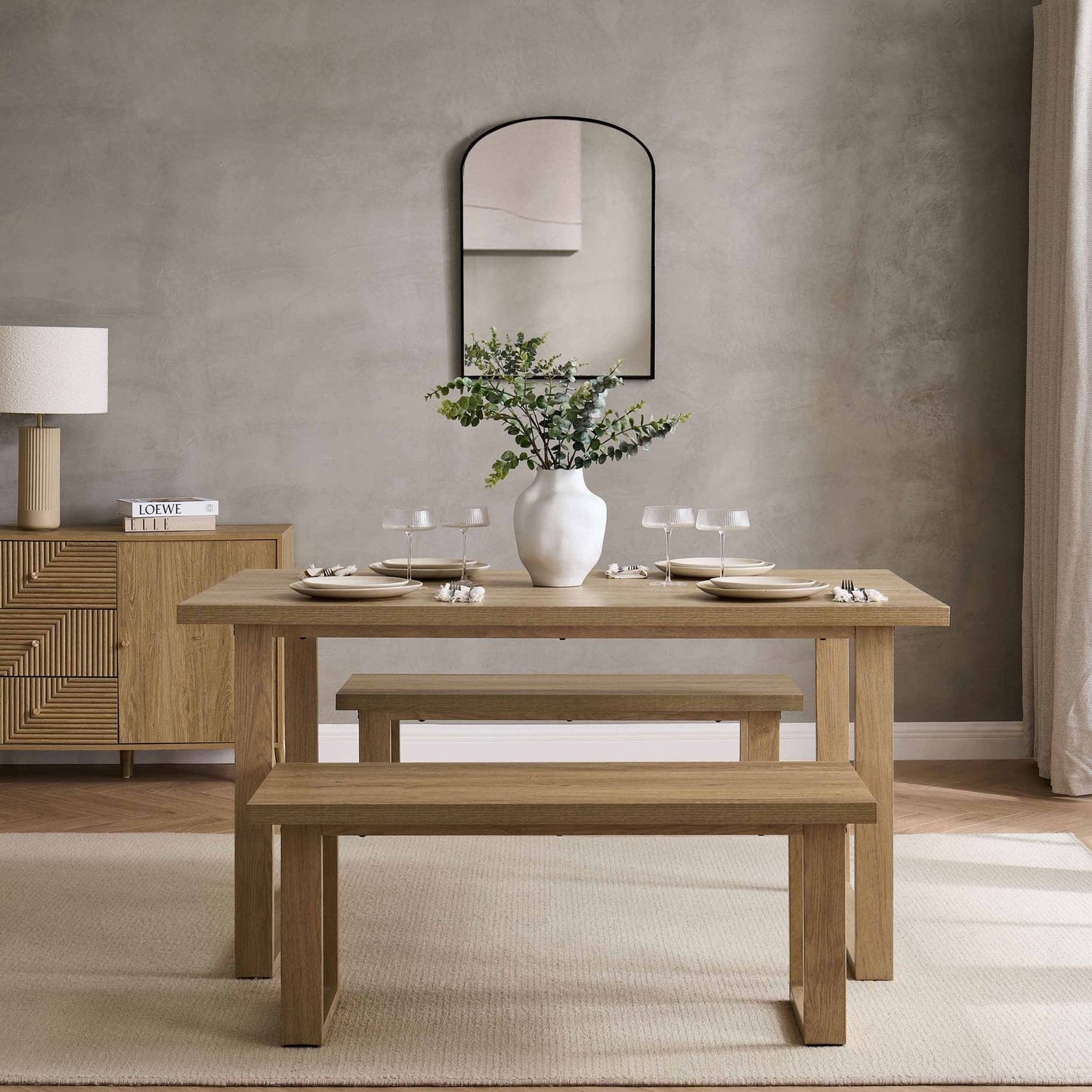 DUS-CC2-04448 Grade-B Dusk Harper 4-6 Seater Dining Table - Light Wood RRP £229.00