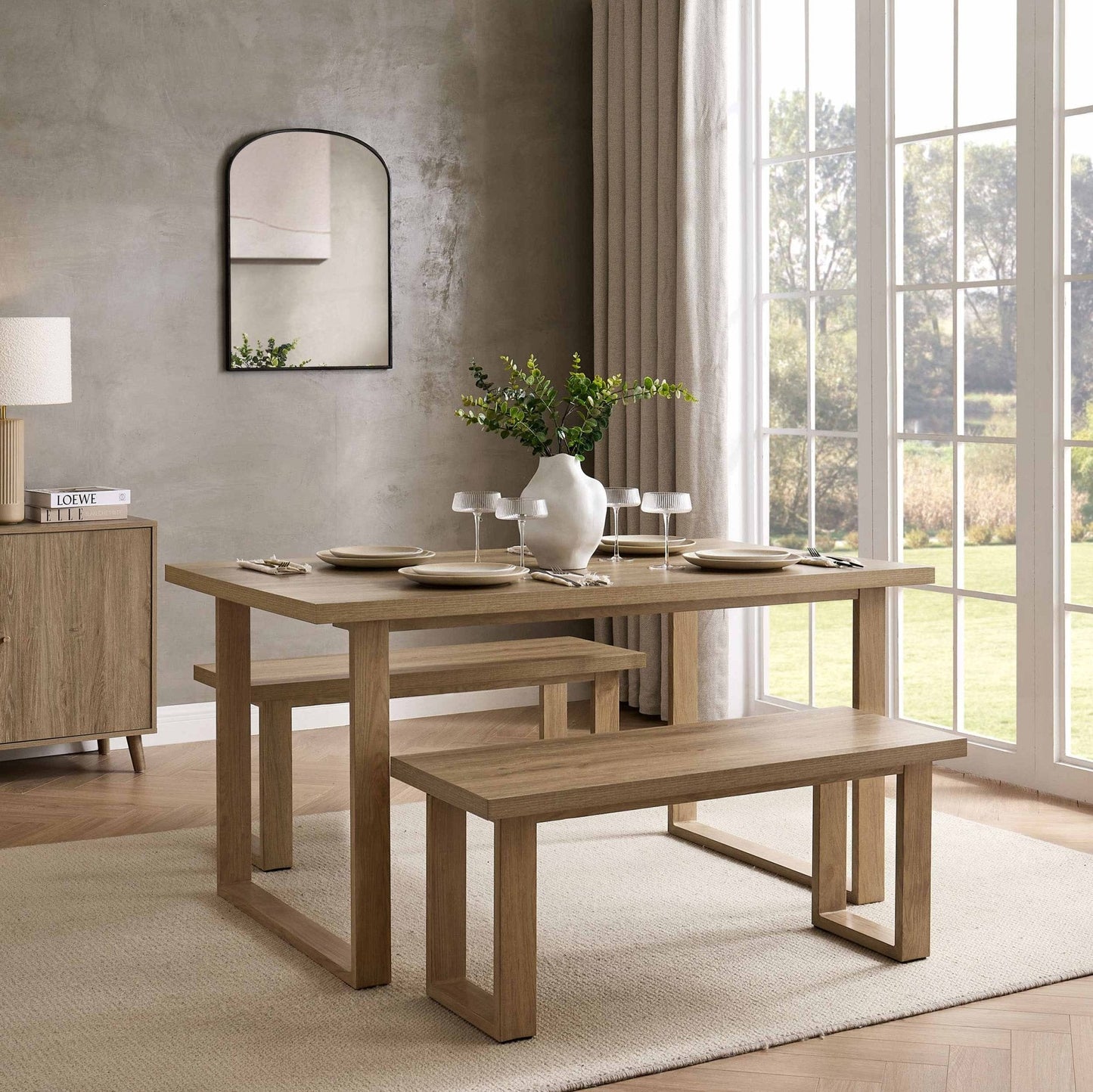 DUS-GOL-02212 Grade-B Dusk Harper 4-6 Seater Dining Table - Light Wood RRP £229
