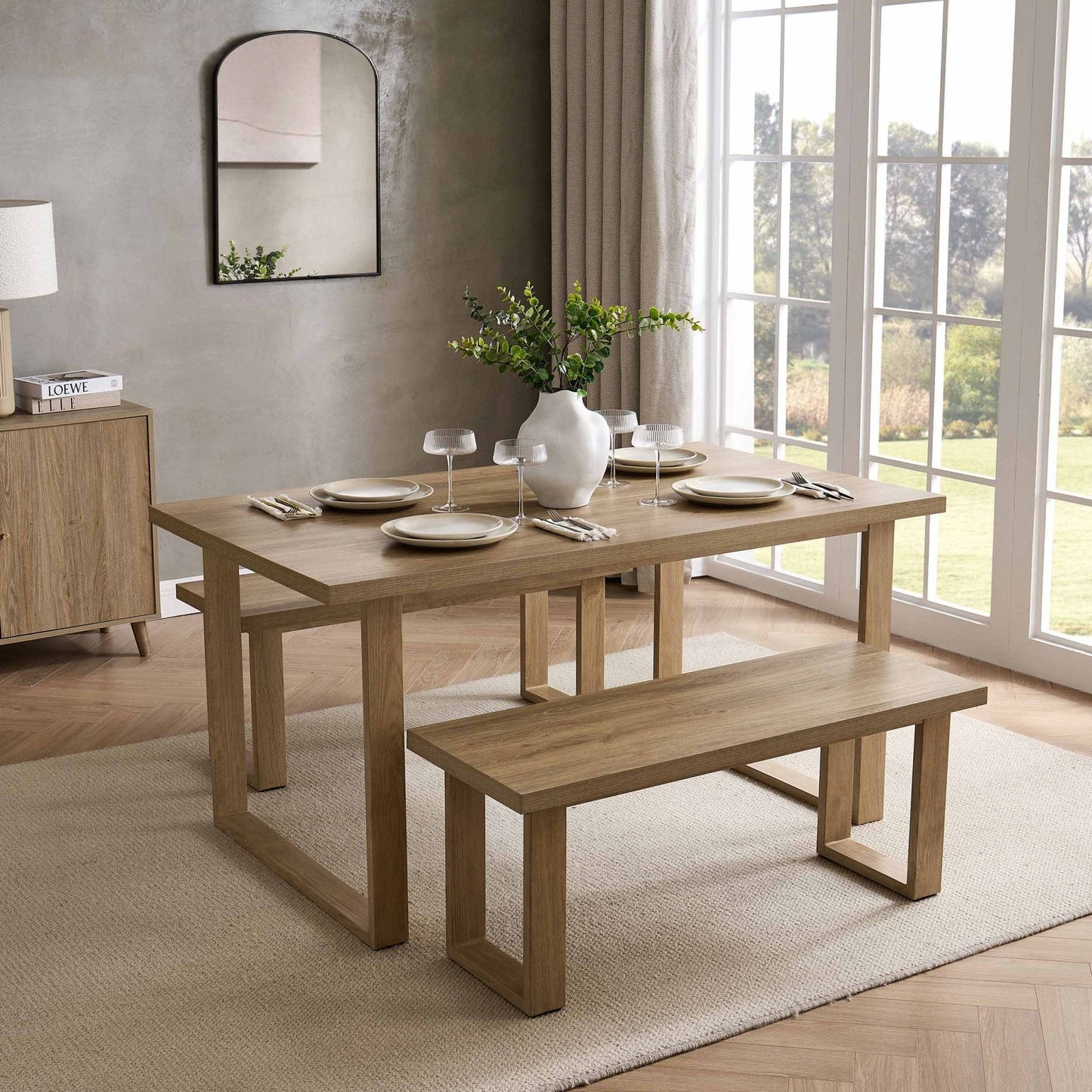 DUS-CC2-04448 Grade-B Dusk Harper 4-6 Seater Dining Table - Light Wood RRP £229.00