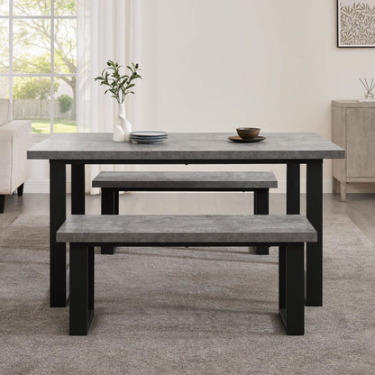 CCG-STO-00475 Grade-B Dusk Harper 4-6 Seater Dining Table - Stone/Black RRP £229.00