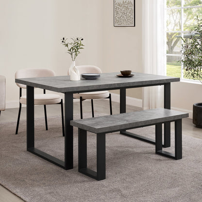 CCG-STO-00475 Grade-B Dusk Harper 4-6 Seater Dining Table - Stone/Black RRP £229.00